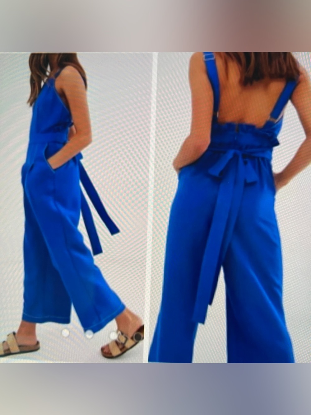 Moon River Womens Wide Leg Jumpsuit Pocket Belted Sz M  Royal Blue NEW Boho
